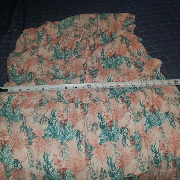 Stitch by Chenault Size XXL Coral Reef Print Tiered Midi Dress Boho Fairy Beach - Picture 9 of 10